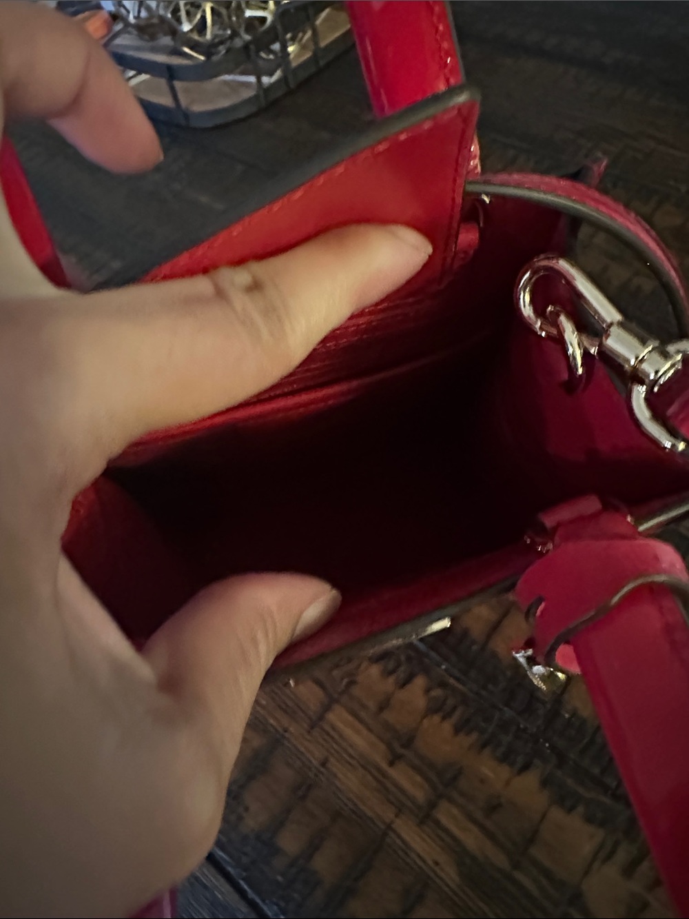 kate spade Red Patent Heart-Embossed Crossbody Bag - Picture 8 of 9